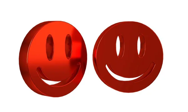 Ícone Rosto Sorriso Vermelho Isolado Fundo Transparente Emoticon Sorridente Feliz — Fotografia de Stock