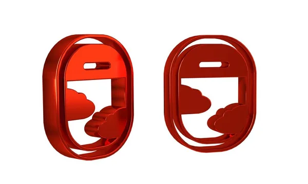 红色的飞机窗口图标孤立在透明的背景上 飞机舷窗 — 图库照片