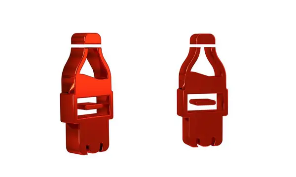红色水瓶图标隔离在透明的背景下 Soda Aqua饮料标志 — 图库照片