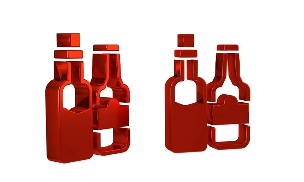 Иконка Бутылки Красного Виски Прозрачном Фоне — стоковое фото