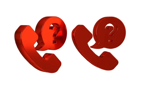 Kırmızı Telefon Saat Boyunca Şeffaf Arkaplanda Izole Edilmiş Ikon Desteği — Stok fotoğraf