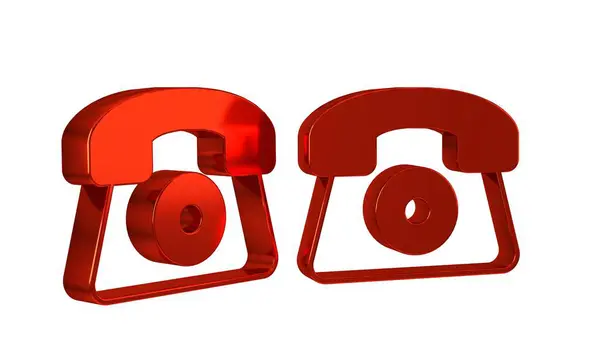 红色电话24小时支持图标隔离在透明的背景下 全天客户支持呼叫中心 全日制电话服务 — 图库照片