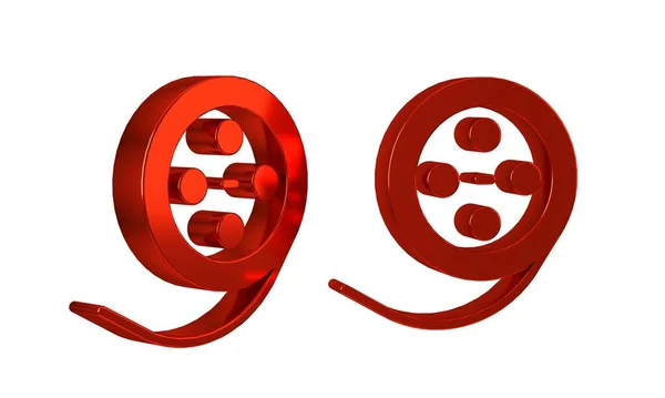 Red Film Reel Icon Isolated Transparent Background — Stock Photo, Image