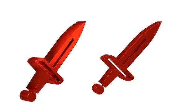 红色匕首图标孤立在透明的背景 刀具图标 刀刃锋利的剑 — 图库照片