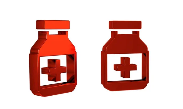Garrafa Medicina Vermelha Pílulas Ícone Isolado Fundo Transparente Sinal Pílula — Fotografia de Stock