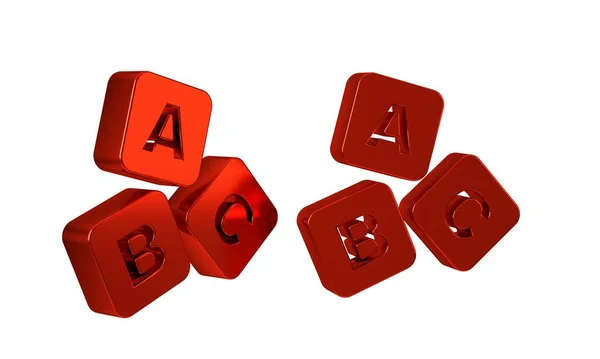 Red Abc Blocks Icon Isolated Transparent Background Alphabet Cubes Letters — Stock Photo, Image
