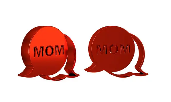 Red Speech Bubble Mom Icon Isolated Transparent Background Happy Mothers — Stock Photo, Image