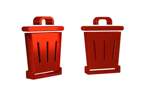 Kırmızı Çöp Kutusu Simgesi Şeffaf Arkaplanda Izole Edildi Çöp Kutusu — Stok fotoğraf