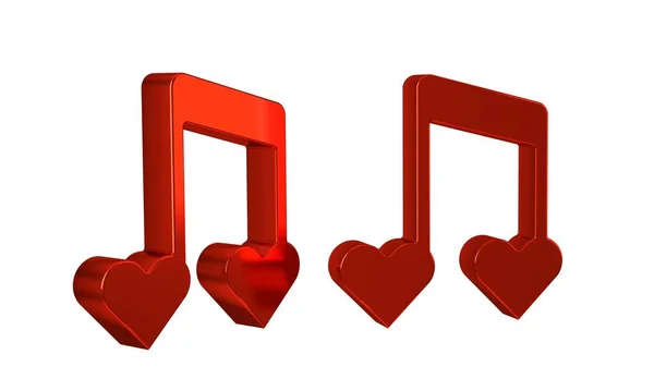 Red Music Note Tone Hearts Icon Isolated Transparent Background Happy — Stock Photo, Image