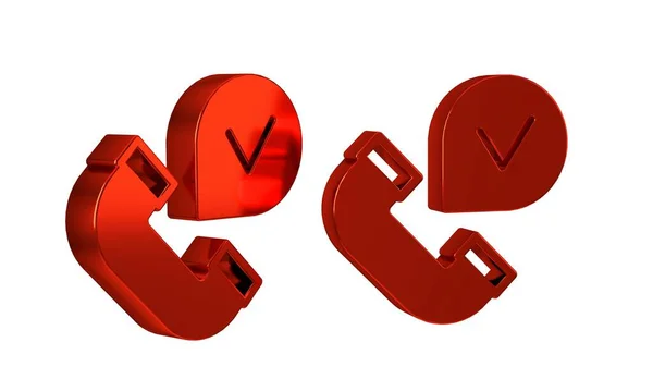 Rode Telefoon Handset Pictogram Geïsoleerd Transparante Achtergrond Telefoonnummer — Stockfoto