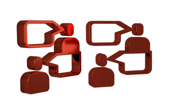 Красные Двое Сидящих Мужчин Говорящих Икона Изолированы Прозрачном Фоне Болтовня — стоковое фото