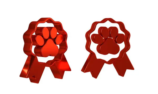 Red Pet Award Symbool Pictogram Geïsoleerd Transparante Achtergrond Badge Met — Stockfoto