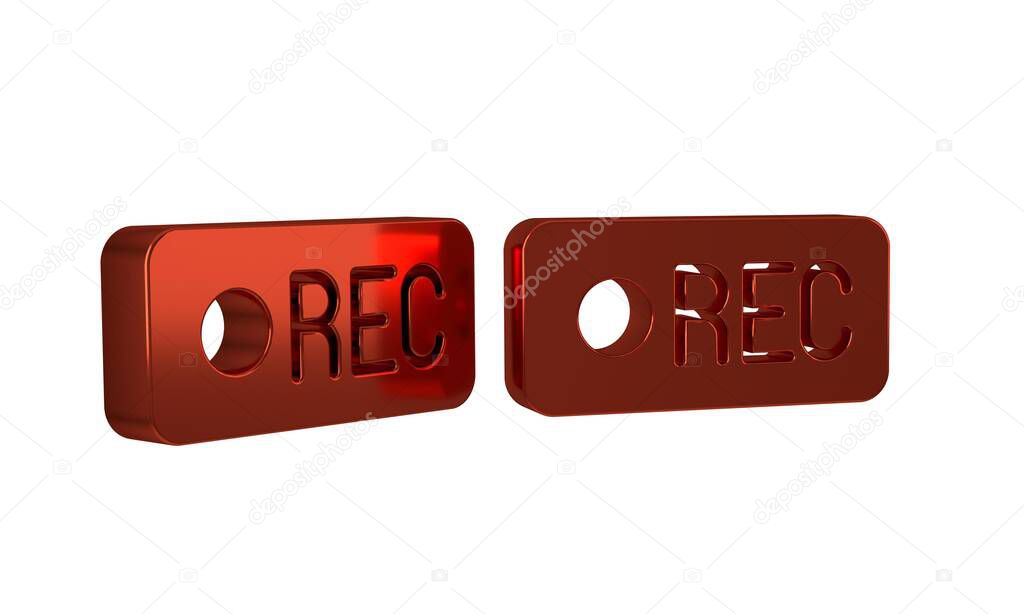Red Record button icon isolated on transparent background. Rec button. .