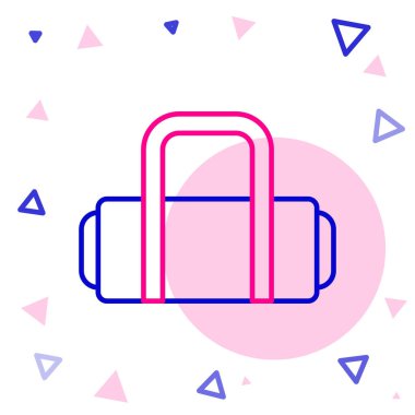 Seyahat simgesi için satır çantası beyaz arkaplanda izole edildi. Seyahat bagaj tabelası. Seyahat bagaj ikonu. Renkli taslak konsepti. Vektör