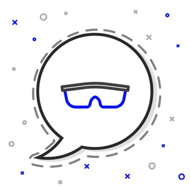 Line Sport bisiklet süren güneş gözlüğü simgesi beyaz arkaplanda izole edildi. Spor gözlüğü ikonu. Renkli taslak konsepti. Vektör