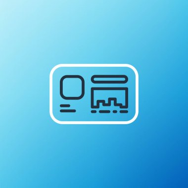 Mavi arkaplanda hat tanımlama simgesi izole edildi. Sunum için, şirketin kimliği için, reklam için kullanılabilir. Renkli taslak konsepti. Vektör