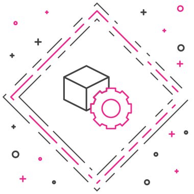 Beyaz arkaplanda Isometric küp simgesi izole edildi. Geometrik küp katı simge. 3 boyutlu kare işareti. Kutu sembolü. Renkli taslak konsepti. Vektör