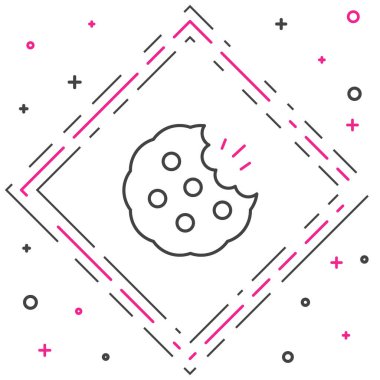 Beyaz arka planda izole edilmiş çikolatalı kurabiye ya da bisküvi. Renkli taslak konsepti. Vektör