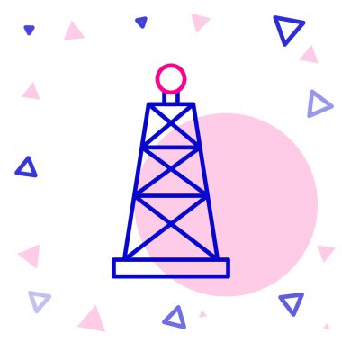 Çizgi petrol sondajı simgesi beyaz arkaplanda izole edildi. Gaz kulesi. Endüstriyel nesne Renkli taslak konsepti. Vektör