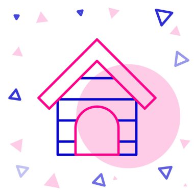 Line Dog House simgesi beyaz arkaplanda izole edildi. Köpek kulübesi. Renkli taslak konsepti. Vektör