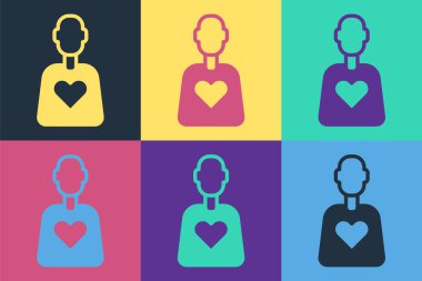 Pop Art Gönüllü simgesi renk arkaplanında izole edildi. Vektör.