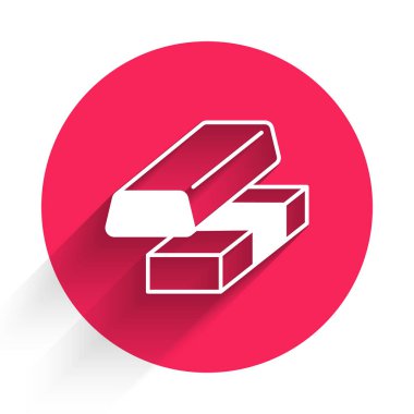 Beyaz Altın değişim para ikonu uzun gölgeli bir arka plan izole. Para değiştirici. Kırmızı daire düğmesi. Vektör