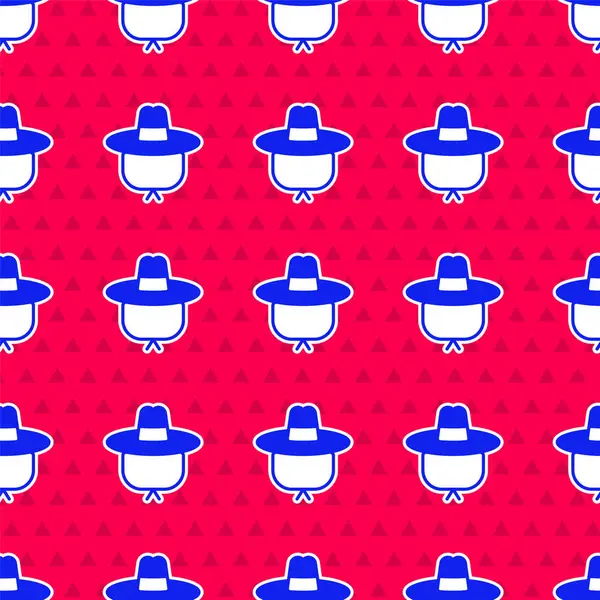 Mavi Kamp şapkası simgesi kırmızı arkaplanda izole edilmiş. Plaj şapkası panaması. Avcılık, yürüyüş ve turizm için gezgin şapkası. Vektör