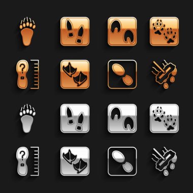 Martı ayak izi, Tilki, Paspas, İnsan ayak izi, Kare ölçüsü, At, Ayı ve ikon. Vektör