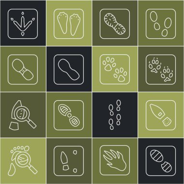 İnsan ayak izi ayakkabıları, Tilki pençesi, Tavuk ve Pençe ikonu. Vektör