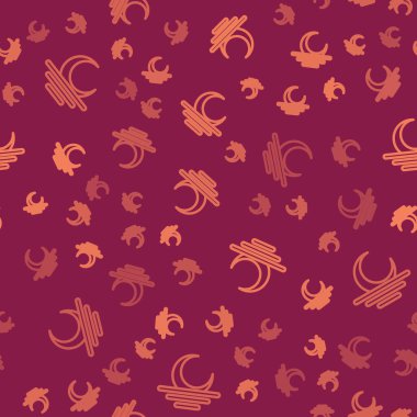 Kahverengi çizgi Sunset simgesi kırmızı arkaplanda izole edilmiş pürüzsüz desen. Vektör.