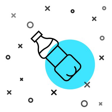 Beyaz arka planda izole edilmiş siyah çizgi su ikonu. Soda su içme tabelası. Rastgele dinamik şekiller. Vektör.