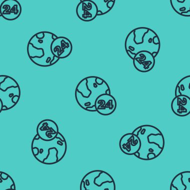 Siyah Hat Telefon 24 saat destek ikonu yeşil arka planda izole edilmiş pürüzsüz desen. Tüm gün müşteri destek merkezi. Tam zamanlı çağrı servisi. Vektör.