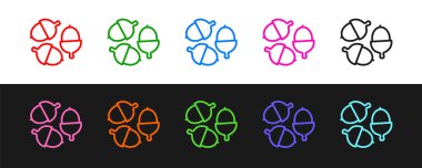 Siyah ve beyaz arka planda izole edilmiş çizgi palamut simgesi. Vektör