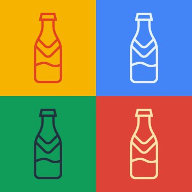 Pop sanat eseri bira şişesi ikonu renk arkaplanında izole edilmiş. Vektör