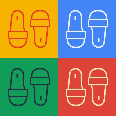 Pop Art Line Sauna terlik simgesi renk arkaplanında izole edilmiş. Vektör