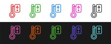 Sauna termometre simgesini siyah beyaz arkaplanda izole et. Sauna ve banyo malzemeleri. Vektör