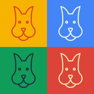 Pop sanat çizgisi köpek simgesi renk arkaplanında izole edildi. Vektör
