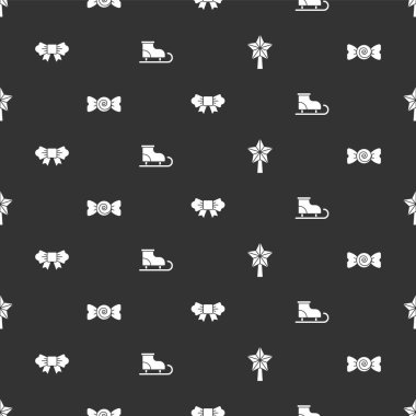 Noel yıldızı Candy, papyon ve figür patenlerini kusursuz bir şekilde ayarla. Vektör