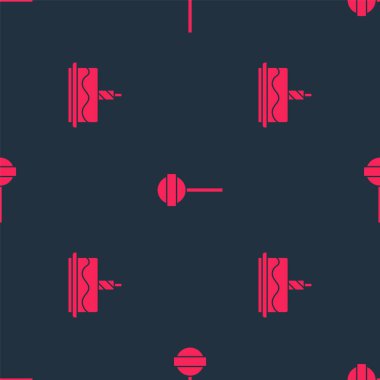 Pastayı yanan mumlarla ve lolipopla kusursuz desende ayarla. Vektör