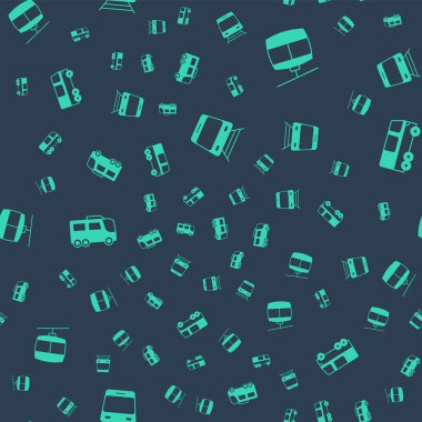 Tren ve demiryolunu, kablo arabasını, otobüsü ayarlayın. Vektör