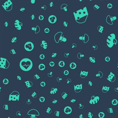 Mantar, peynir, kalp atış hızı ve vejetaryen ekmeğini pürüzsüz bir kalıba sokun. Vektör