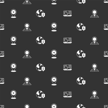 Şehir haritası navigasyonunu ayarlayın, konum işaretleyicisi, harita iğnesi ve konumu ile katlanmış dünyayı pürüzsüz desen üzerine ayarlayın. Vektör