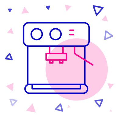 Çizgi kahve makinesi simgesi beyaz arkaplanda izole edildi. Renkli taslak konsepti. Vektör İllüstrasyonu.