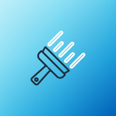 Mavi arkaplanda izole edilmiş pencere simgesi için kauçuk temizleme hizmeti. Silecek, kazıyıcı, silecek. Renkli taslak konsepti. Vektör