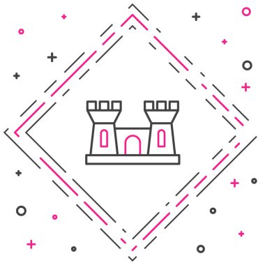 Çizgi Kum Kalesi simgesi beyaz arkaplanda izole edildi. Renkli taslak konsepti. Vektör