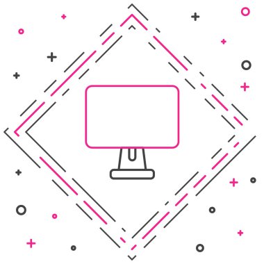 Çizgi Bilgisayar ekranı simgesi beyaz arkaplanda izole edildi. Elektronik cihaz. Ön manzara. Renkli taslak konsepti. Vektör