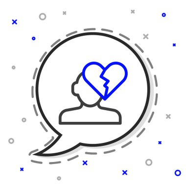 Kırık kalp ya da boşanma simgesi beyaz arka planda izole edilmiş. Aşk sembolü. Sevgililer Günü. Renkli taslak konsepti. Vektör