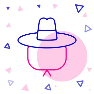 Kamp şapkası simgesi beyaz arkaplanda izole edildi. Plaj şapkası panaması. Avcılık, yürüyüş ve turizm için gezgin şapkası. Renkli taslak konsepti. Vektör