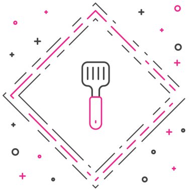 Spatula çizgisi simgesi beyaz arkaplanda izole edildi. Mutfak spatula ikonu. Barbekü spatula işareti. Barbekü ve ızgara aleti. Renkli taslak konsepti. Vektör