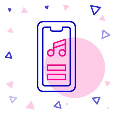 Satır müziği simgesi beyaz arkaplanda izole edildi. Taşınabilir müzik cihazı. Renkli taslak konsepti. Vektör